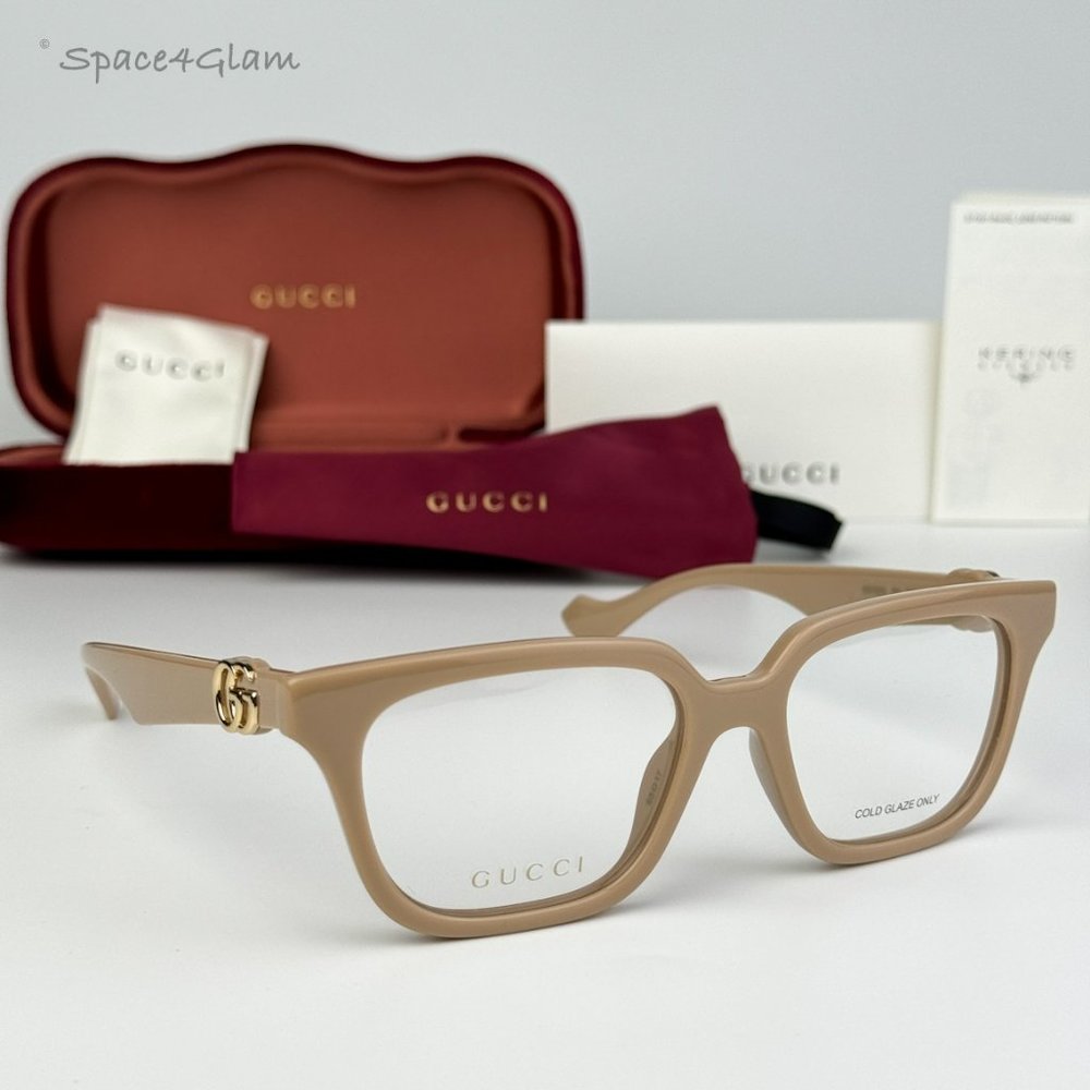 BRAND NEW Gucci GG1536O 007 Nude Women Square Eyeglasses GG 1536O